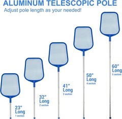 Pool Skimmer Pool Skimmer Net W/ 5 Section Adjustable Telescopic Aluminum Pole