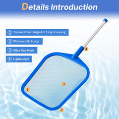 Tavaleu Pool Skimmer, Hot Tub Skimmer Spa Net with Pole, 26 », Ultra Fine Mesh S