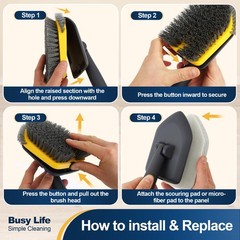 Tub Tile Scrubber Brush 2 in 1 Cleaning Brush Telescopic Pole Stiff Edge Bris…