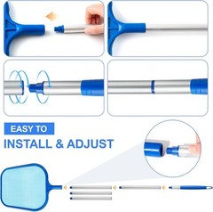 Pool Skimmer Net with 5-Section Adjustable Pole for Effortless Cleaning