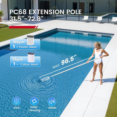 PC68 Cordless Pool Vacuum, Upgraded 26. GPM Beast-Level Suction, &lsquo; Extension Pol