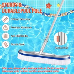 Pool Pole Telescopic Extendable 16FT 4 Baffle Locks Universal 1.25&Prime; Pole