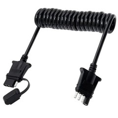 7.5ft 4 Pin Flat Trailer Wire Extension, Coiled Cable – 4 Way Vehicle &