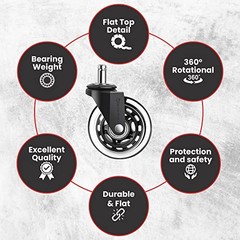 Premium Gamma Office Chair Wheels Black, Pack of 5, 7/16 x 7/8 Inch – Heavy