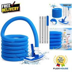 3-Piece Pool Vacuum Kit with Adjustable Pole & 18ft Hose – Clean Effortlessly