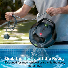 Robotic Pool Vacuum Cleaner with Triple-Layer Filtration & Floating Buoy, for Re