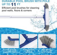 Pool Cleaning Kit, Including Pool Brush & Ultra Fine Mesh Pool Skimmer Net with