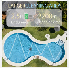 Hinice Cordless Robotic Pool Cleaner,Automatic Pool Vacuum Robot up to 2153 sqft