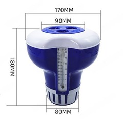7 Inch Pool Floating Dispenser with UV Resistant PVC Thermometer and 3 Hole Lid