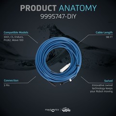 Durable 78 FT Blue Cable with Swivel for Tangle-Free Operation