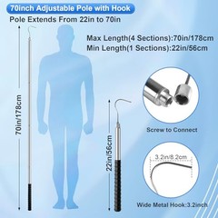 succulentlovers Pool Retrieval Hook with 70 Inch Adjustable Stainless 1pcs long