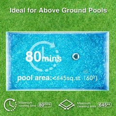 Winny Pool Cleaner Vacuum Above-ground Pool Cordless pool vacuum Robot 645 Sq.ft