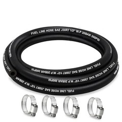 Fuel Line Hose 1/2 Inch ID, 300 psi 5FT Fuel Hose, with 4 Clamps | 300 psi,