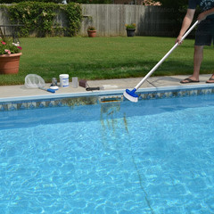 Pool Pumice Stone and 5-Inch Vinyl Pool Brush Set with Ez-Clip Handle to Reomve