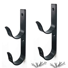 2 PCS Set Wide Pool Pole Hangers Heavy Duty Aluminium Holder Hooks with Black