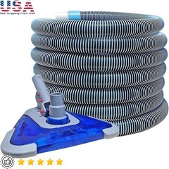 Professional Pool Vacuum Hose 1.5in X 24ft Weighted Triangular Head Pools Home