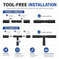 Silicone Vacuum Hose Kit 6PCS 5FT Tubing (1/8&Prime;) – Black with Connectors