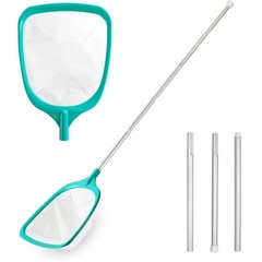 11.5 Ft Swimming Pool Leaf Skimmer Net, Telescopic Aluminum Pole, 6&Prime; Fine Mesh