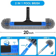 20 » 2 in 1 Pool Brush Head Cobweb Duster Heavy Duty Pool Cleaning Detachable…