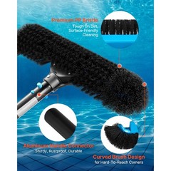 Pool Brush Head, 20 Inch Scrub Brushes with Nylon Bristles and Aluminum Pole Con