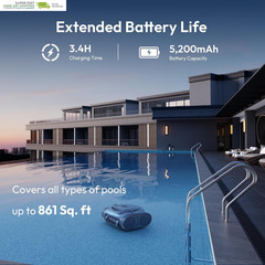 Robotic Pool Cleaner with Superior Suction, Smart Navigation, APP Control, Wall
