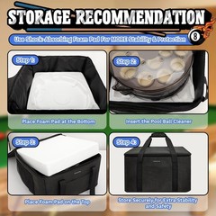 Durable Pool Ball Cleaner Storage Bag, Padded Carry Case for Billiard Accessorie