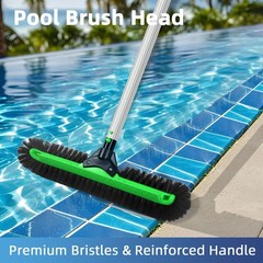 20&Prime; Wide Pool Brush Head, Heavy Duty Pool Scrub Brush with 12-Rows Soft Bristles