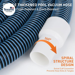 Pool Vacuum Hose, Heavy Duty Manual Swimming Pool Cleaner Hose with Swivel Cuff