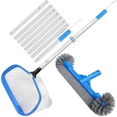 Pool Net with 10 ft Pole and Brush Set, 3-Piece Pool Cleaning Kit with Ultra