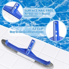 Heavy Duty Pool Brush Head Nylon Bristles Non Adhesive for Pool Walls Steps