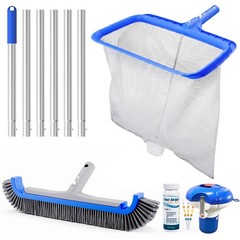 Consciot 5-In-1 Pool Cleaning Kit Including Deep Leaf Rake Net 17.3 Wall Brush