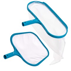 Swimming Pool 12&Prime; Leaf Skimmer Net & 16&Prime; Rake Net Set – Fine Mesh Netting, Clean