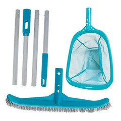 Pool Maintenance Kit with Leaf Skimmer Net, Brush, and Adjustable Pool Set
