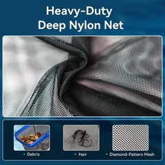 Pool Skimmer Net Heavy Duty Diamond Mesh Leaf Rake for Debris 15.5in Basket