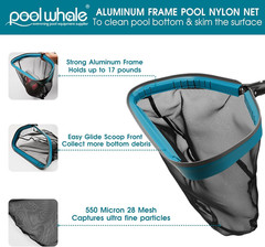 Swimming Pool Cleaning Kit – Aluminum Frame Skimmer Net with 10Ft Adjustable Pol
