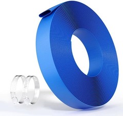 1.5&Prime; x 50 ft Discharge Hose Lay Flat Hose PVC Backwash Drain Hose w/ 2 Clamps