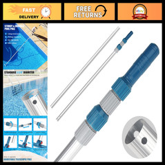 16ft Telescopic Aluminum Pool Cleaning Pole – Attach Skimmer Nets, Rakes & Brush