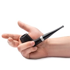 Dr. Watson – Briar Tobacco Pipe, Handcrafted, classic Billiard shape, Black