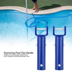 2Pcs Blue Swimming Pool V Shape Clip Brush Head Handle Replacement Pool