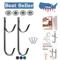 2 Pack Black Aluminum Pool Pole Hangers – Secure & Stylish Equipment Hooks