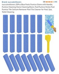 succulentlovers 20Pcs Blue Pools Pumice Stone with Handle for Pool, Spa, Toilet