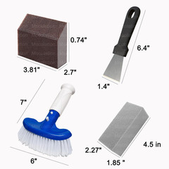 Pool Pumice Stone and 5-Inch Vinyl Pool Brush Set with Ez-Clip Handle to Reomve