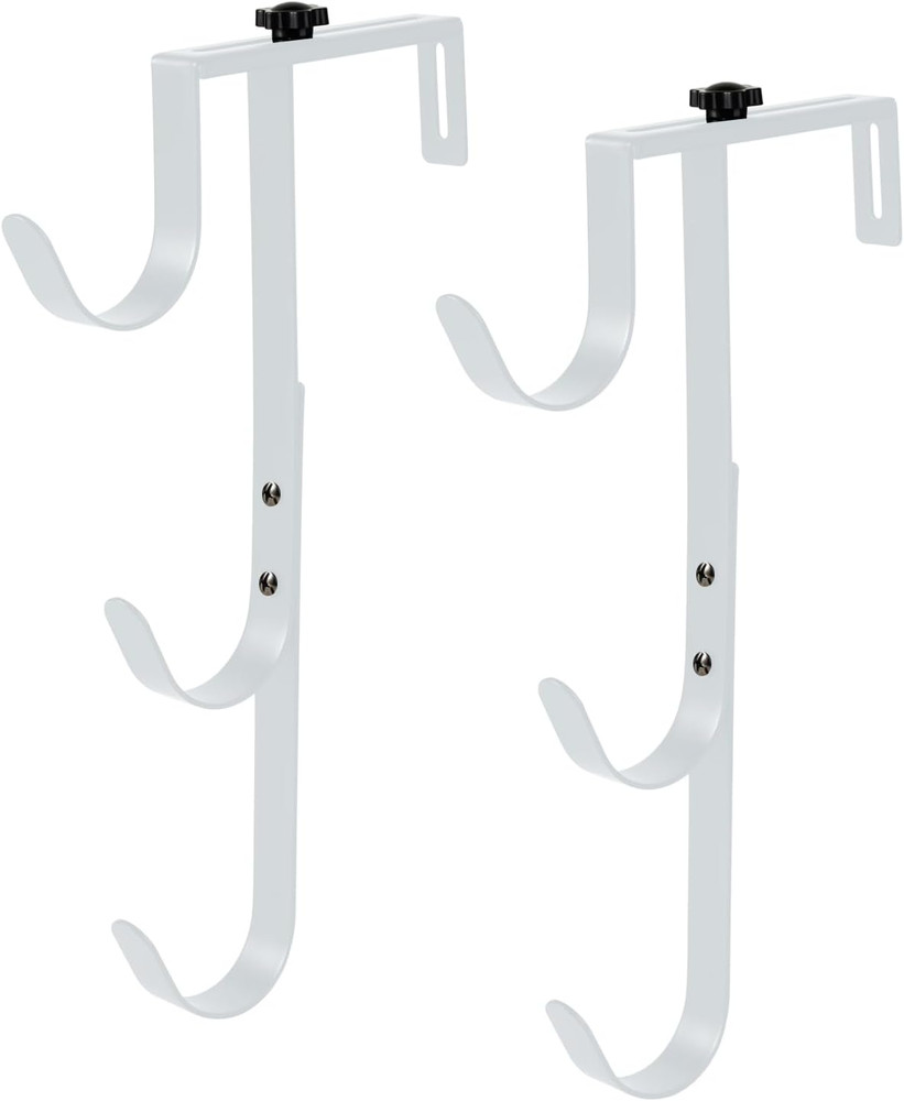 2Pcs White Pool Pole Hangers, Adjustable Heavy Duty Swimming Pool Fence Hooks fo