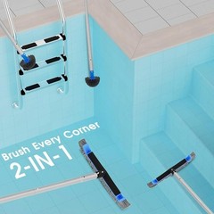 Heavy Duty Pool Brush W/ Adjustable Aluminum Poles Multifunctional Cleaning Head