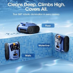 SEAUTO SAT20Pro Cordless Robotic Pool Vacuum Floor/Wall/Waterline Pool Cleaner