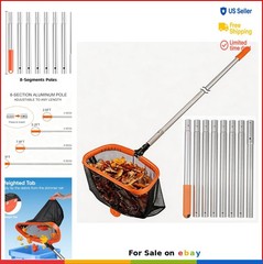 Pool Skimmer Net 17.5 Inch 10 FT Aluminum Pole 8 Sections Heavy Duty Leaf Rake