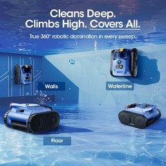 Seauto Cordless Robotic Pool Vacuum Wall &Waterline Cleaning Pool Robot