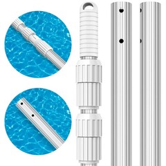 Telescopic Pool Cleaning Pole 16.5 ft – Heavy Duty Aluminum for Skimmer & Rake
