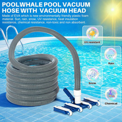 3 Pcs Pool Cleaning Kit 14&Prime; Vacuum Head with Flexible Wheels, 1-1/2 x 18ft Hoses