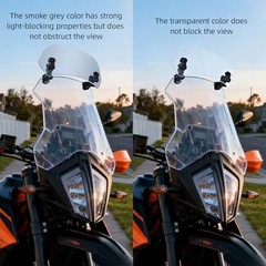 Motorcycle Windshield Extension, Upgraded Heightened Adjustable Smoke Grey